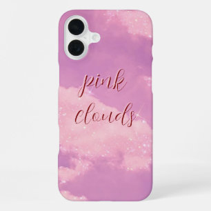 Funda Para iPhone 16 Plus Funda monogramado de nubes rosadas - iPhone mate