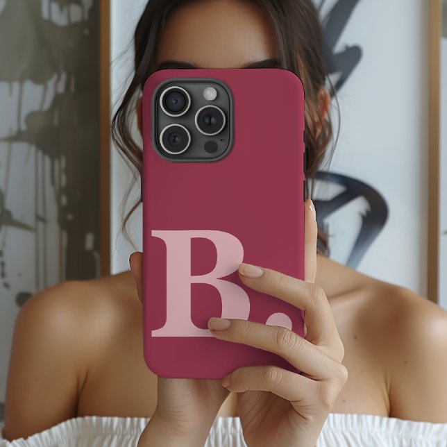Funda Para iPhone Funda personalizada para iPhone con monograma, reg (Custom Pink Phone Case Bridal Shower Gift for Her, Modern Initial iPhone Case Gift for Mom or Wife)