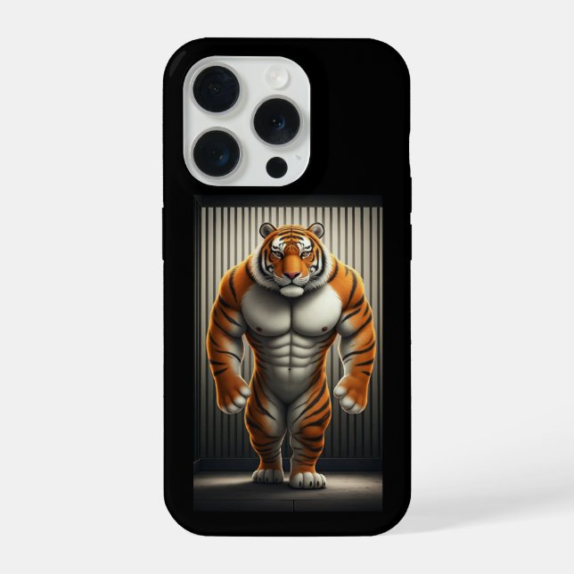 Funda Para iPhone Funda profesional del iPhone 15 Buff Tiger Enjaula (Reverso )