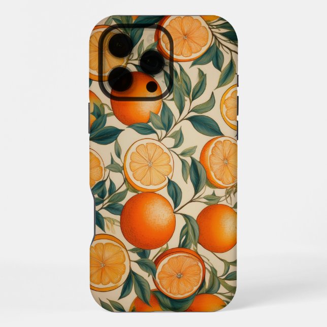 Funda Para iPhone Funda Retro Naranja Fruit Pattern iPhone 16 Pro Ma (Reverso )