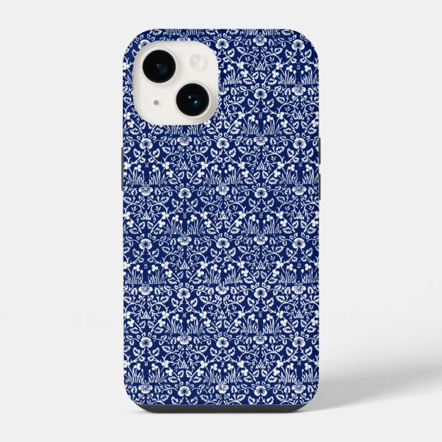 Funda Para iPhone fundas de iPhone 14 William Morris Art Blue (Reverso )