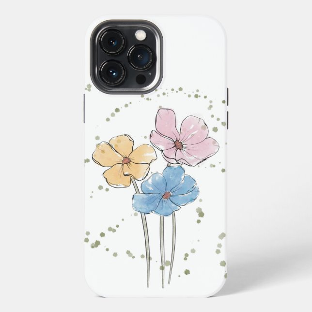 Funda Para iPhone Fundas para iPhone 13 Pro Max de Flores Acuarela S (Reverso )