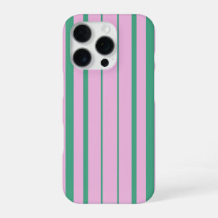 Funda Para iPhone 16 Pro Fundas para iPhone 16 Pro con Rayas Verdes y Rosa