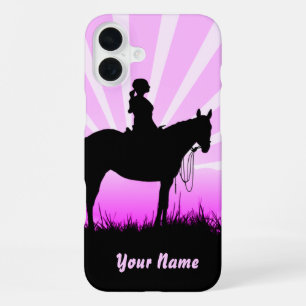 Funda Para iPhone 16 Plus Fundas para IPhone Cowgirl Atardecer Rosa