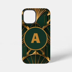 Funda Para iPhone 12 Mini Fundas para iPhone de lujo Art Deco en verde esmer