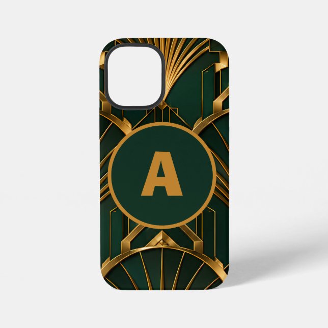 Funda Para iPhone Fundas para iPhone de lujo Art Deco en verde esmer (Reverso )