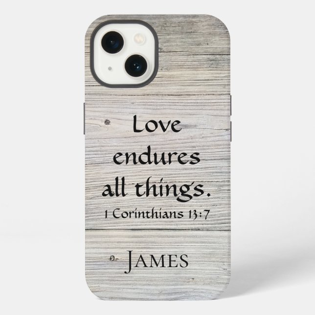 Funda Para iPhone fundas para iPhone de madera con monograma de amor (Reverso )