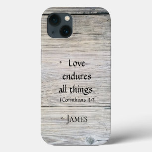 fundas para iPhone de madera con monograma de amor