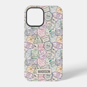 Funda Para iPhone 12 Pro Fundas para teléfono con patrón de sellos de viaje
