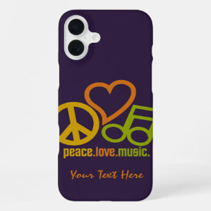 Funda Para iPhone 16 Plus Fundas personalizadas Peace Love Music