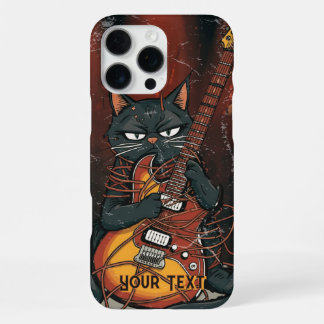 Funda Para iPhone 16 Pro Max Funny Black Cat Electric Guitar Player Gift