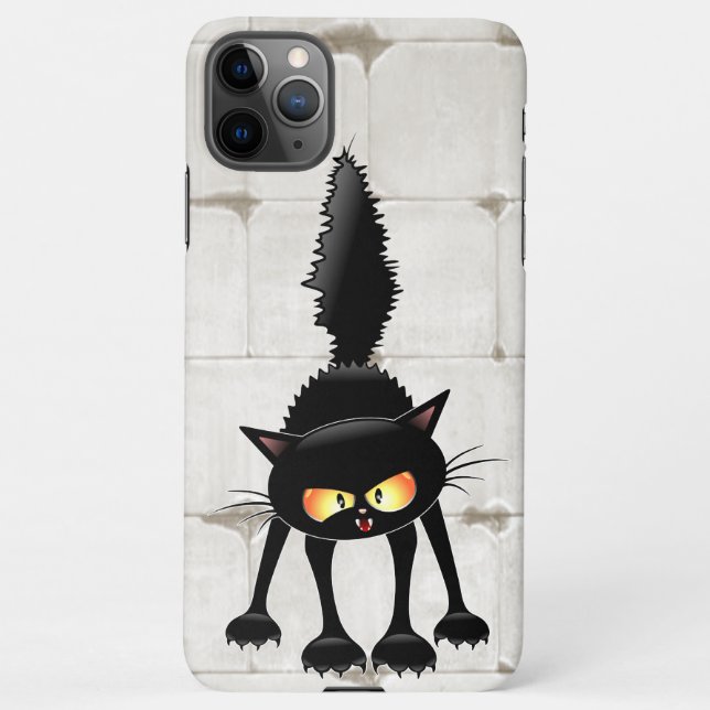 Funda Para iPhone Funny Fierce Black Cat Cartoon  (Reverso)