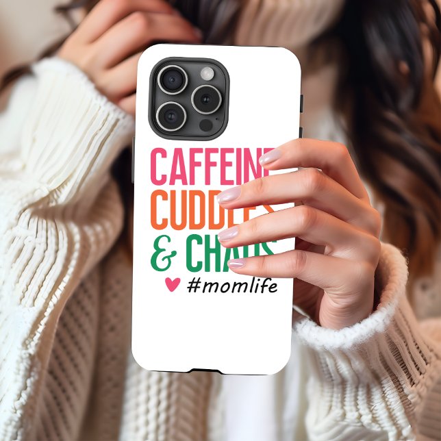 Funda Para iPhone Funny Mom Life iPhone 15 Pro Case  (Caffeine Cuddles & Chaos #momlife iPhone 15 Pro case. )