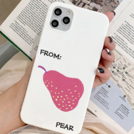 Funda Para iPhone 16 Pro Max Funny Pear Pun – “From: Pear” Pop Art Fruit Canva