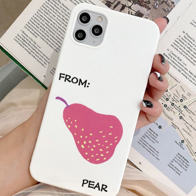 Funda Para iPhone Funny Pear Pun – “From: Pear” Pop Art Fruit Canva (Subido por el creador)