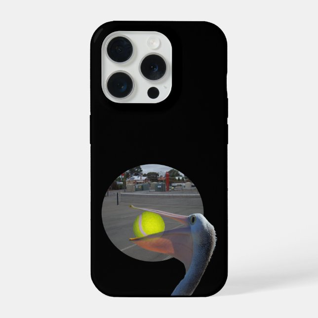 Funda Para iPhone Funny Pelican Catches Tennis Ball, Denim Jacket (Reverso )