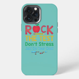 Funda Para iPhone 13 Pro Max Funny Teacher Rock The Test Don't Stress Just Do