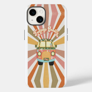 Funda Para iPhone 14 Furgoneta Retro Hippie Años 60 70 Flores De Margar