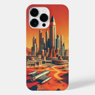 Funda Para iPhone 14 Pro Max Futurista Ciudad Marciana Diseño Moderno a Mediado