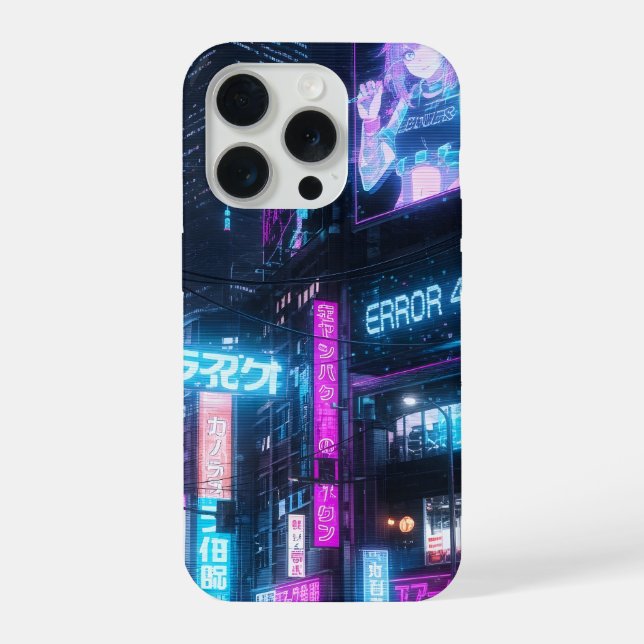 Funda Para iPhone Futuristic Neon Cyberpunk Glitch Anime Case (Reverso )