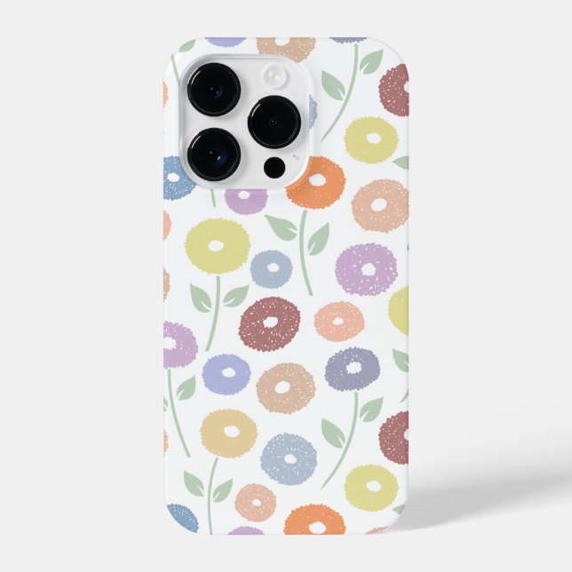 Funda Para iPhone Fuzzy Flower Rpt Pattern Pastels on White (Reverso )