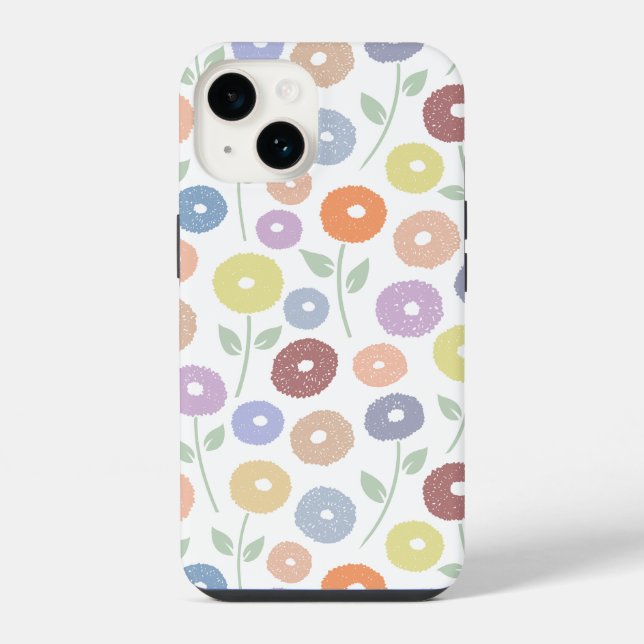 Funda Para iPhone Fuzzy Flower Rpt Pattern Pastels on White (Reverso )