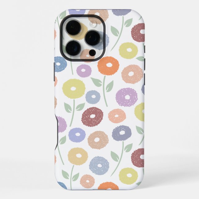 Funda Para iPhone Fuzzy Flower Rpt Pattern Pastels on White (Reverso )