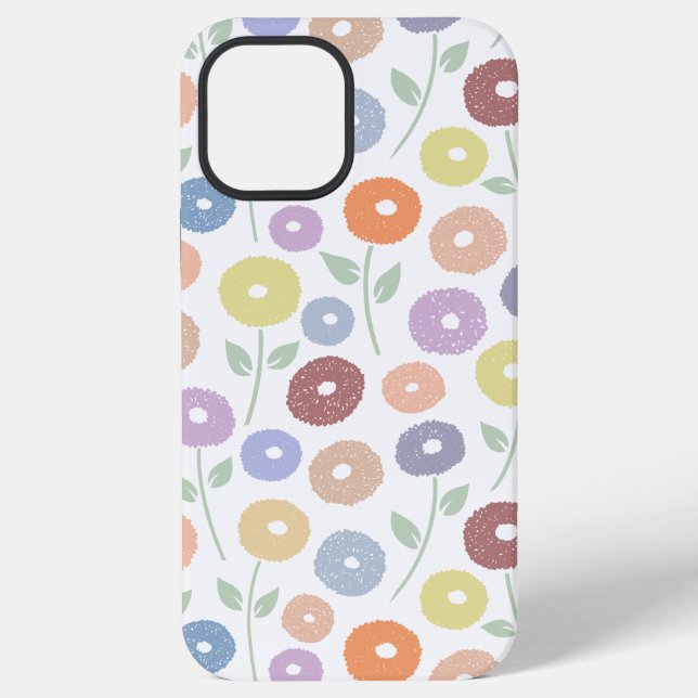 Funda Para iPhone Fuzzy Flower Rpt Pattern Pastels on White (Reverso )