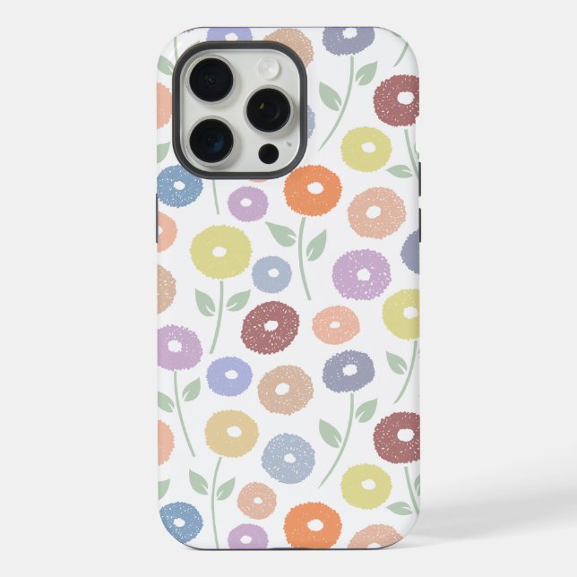 Funda Para iPhone Fuzzy Flower Rpt Pattern Pastels on White (Reverso )