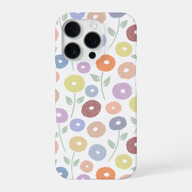 Funda Para iPhone Fuzzy Flower Rpt Pattern Pastels on White (Reverso)