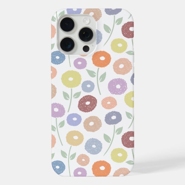 Funda Para iPhone Fuzzy Flower Rpt Pattern Pastels on White (Reverso )