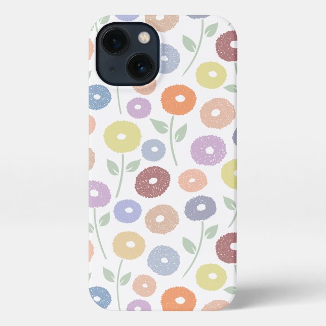 Funda Para iPhone Fuzzy Flower Rpt Pattern Pastels on White (Reverso )