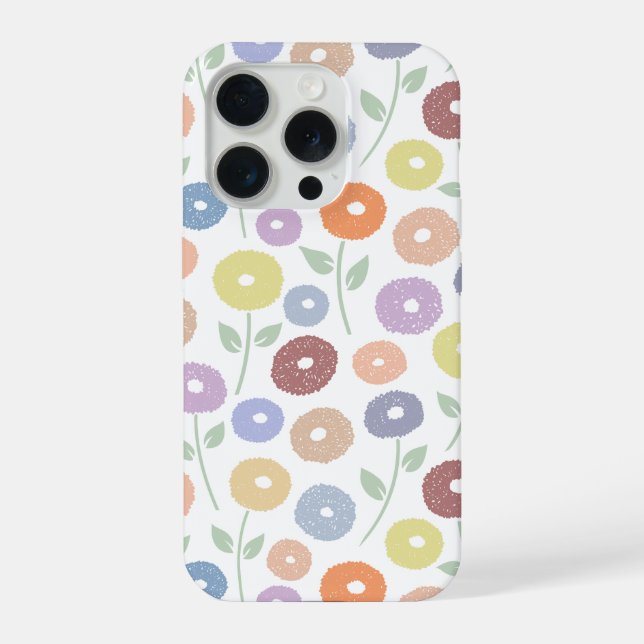 Funda Para iPhone Fuzzy Flower Rpt Pattern Pastels on White (Reverso )