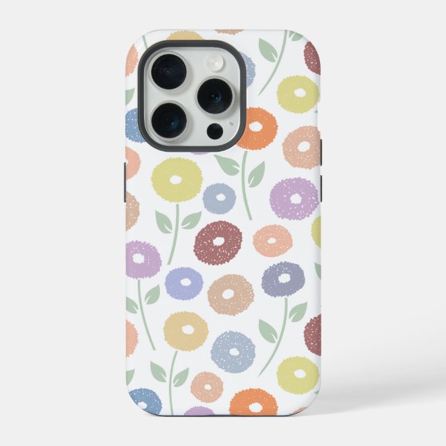 Funda Para iPhone Fuzzy Flower Rpt Pattern Pastels on White (Reverso )
