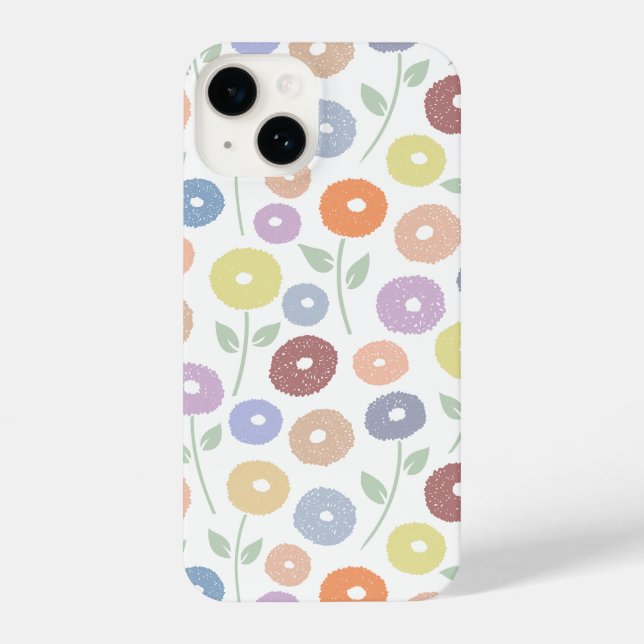 Funda Para iPhone Fuzzy Flower Rpt Pattern Pastels on White (Reverso )