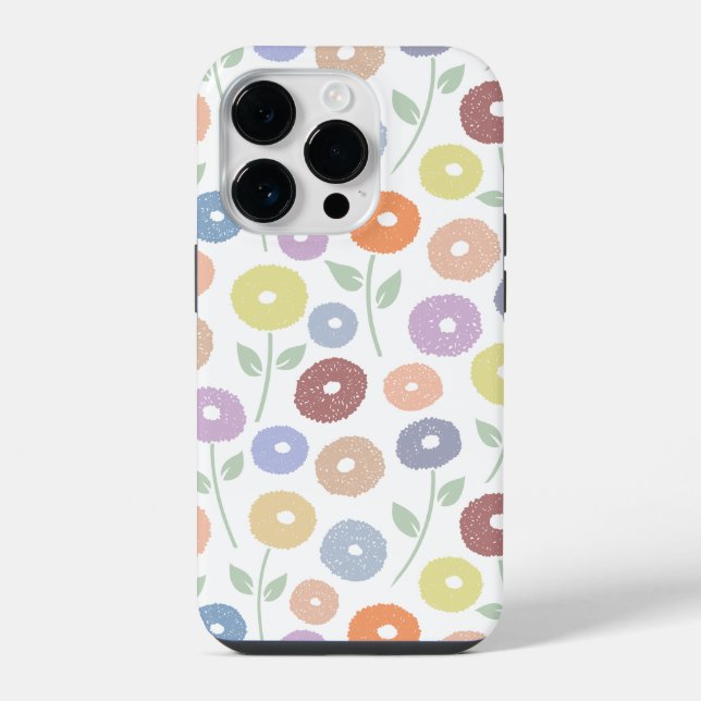 Funda Para iPhone Fuzzy Flower Rpt Pattern Pastels on White (Reverso )