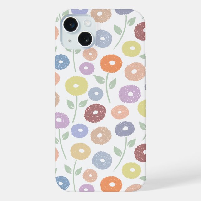 Funda Para iPhone Fuzzy Flower Rpt Pattern Pastels on White (Reverso )