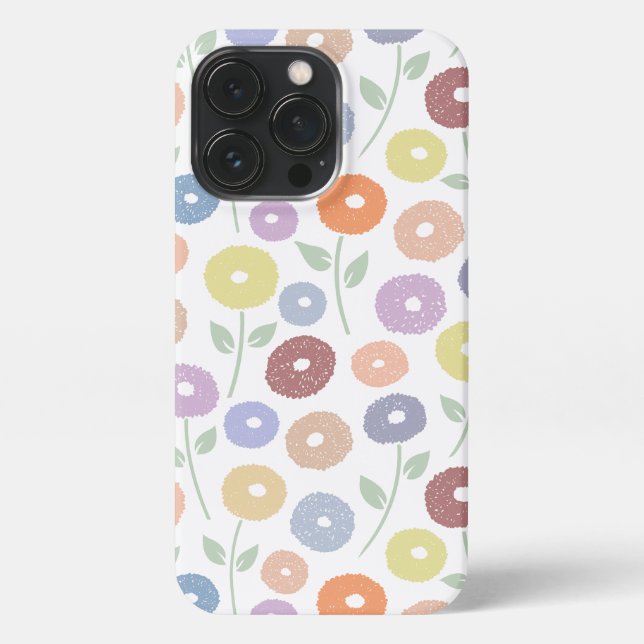 Funda Para iPhone Fuzzy Flower Rpt Pattern Pastels on White (Reverso)