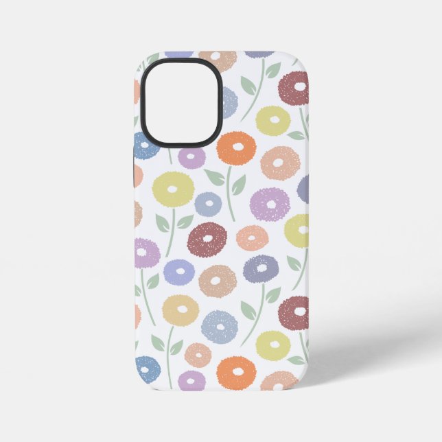 Funda Para iPhone Fuzzy Flower Rpt Pattern Pastels on White (Reverso )