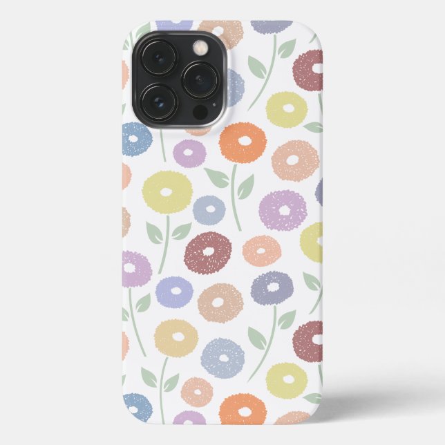 Funda Para iPhone Fuzzy Flower Rpt Pattern Pastels on White (Reverso )