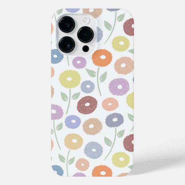 Funda Para iPhone Fuzzy Flower Rpt Pattern Pastels on White (Reverso)