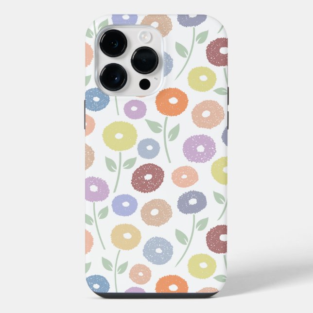 Funda Para iPhone Fuzzy Flower Rpt Pattern Pastels on White (Reverso )