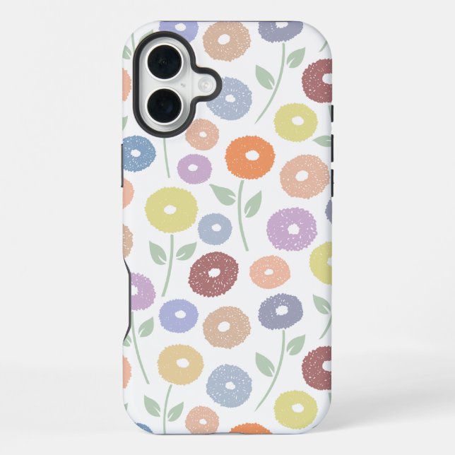 Funda Para iPhone Fuzzy Flower Rpt Pattern Pastels on White (Reverso )