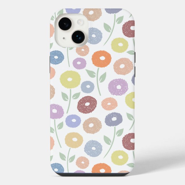 Funda Para iPhone Fuzzy Flower Rpt Pattern Pastels on White (Reverso)