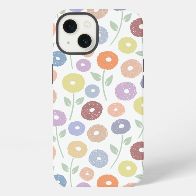Funda Para iPhone Fuzzy Flower Rpt Pattern Pastels on White (Reverso )