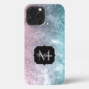 Funda Para iPhone 13 Pro Max Galaxia marina rosa azul Aqua abstracta Monograma