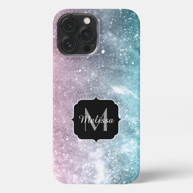 Funda Para iPhone Galaxia marina rosa azul Aqua abstracta Monograma (Reverso )