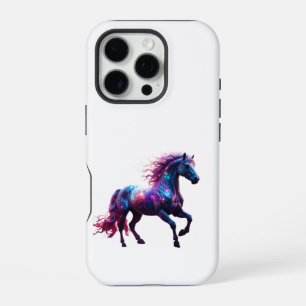 Funda Para iPhone 16 Pro Galaxia Neon Horse Art - Vibrante Fantasía Espacia