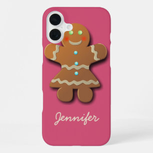 Funda Para iPhone 16 Plus Galleta de jengibre adorable con vestido de fiesta