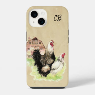Funda Para iPhone 14 Gallinas de acuarela Gallo Granero Granja